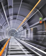 Иллюстрация тоннеля, ведущего в глубину путей
