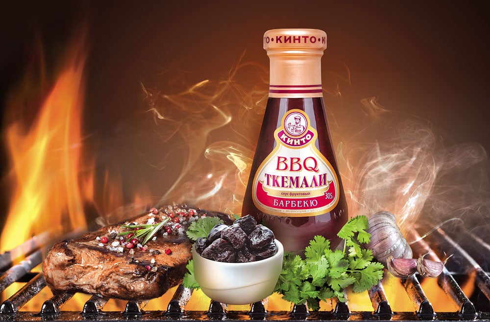 Имиджевый коллаж для рекламной промо-продукции соуса «BBQ Ткемали»