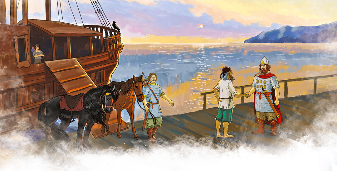 Закат на море и встреча с пиратом в иллюстрации к календарю «ТК9»