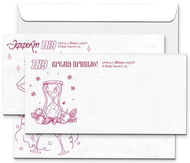 Серия представительских конвертов ТК9 в разделе «Разное» портфолио дизайн-студии «Aedus Design»