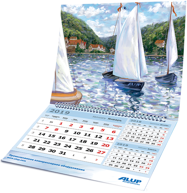 Новогодний календарь «ALUP» на 2019 год в разделе «Календари» портфолио дизайн-студии «Aedus Design»