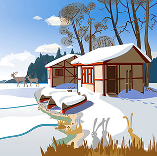Зимняя иллюстрация для баннера «Великое Озеро»