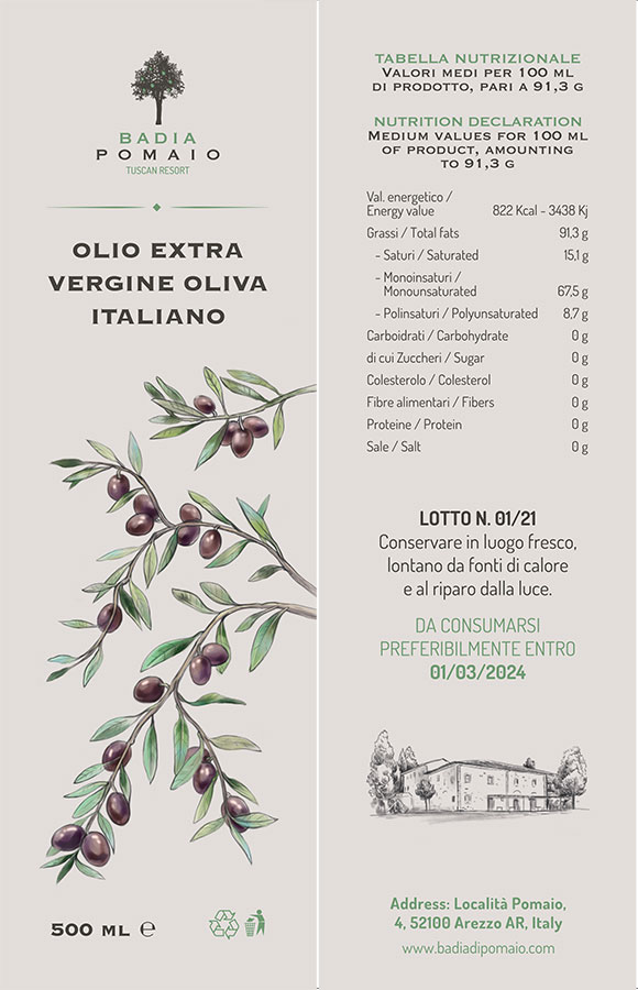 Дизайн этикетки и контрэтикетки упаковки оливкового масла