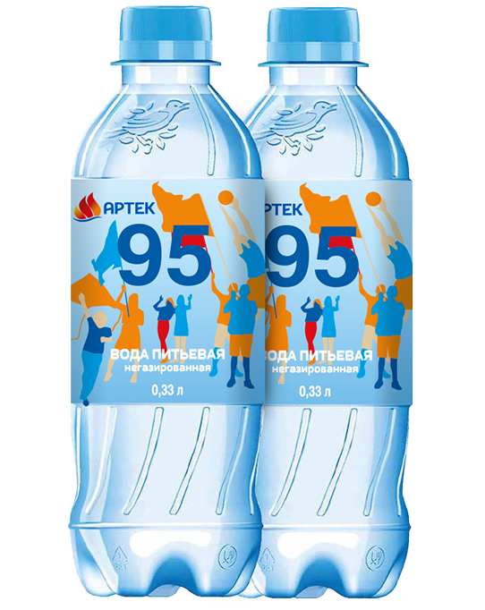 Юбилейные этикетки питьевой воды «Артек 95 Черноголовка» в разделе «Упаковка» портфолио дизайн-студии «Aedus Design»