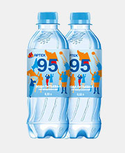Юбилейные этикетки питьевой воды «Артек 95 Черноголовка» в портфолио студии дизайна «Aedus Design»