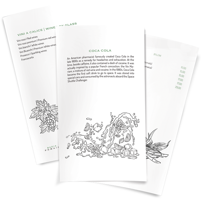 Меню бара в черно-белом стиле